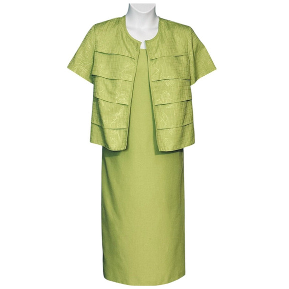 K Studio Midi Pencil Dress & Jacket Set Spring Green Short Sleeve Easter Sz 14 - Picture 1 of 13